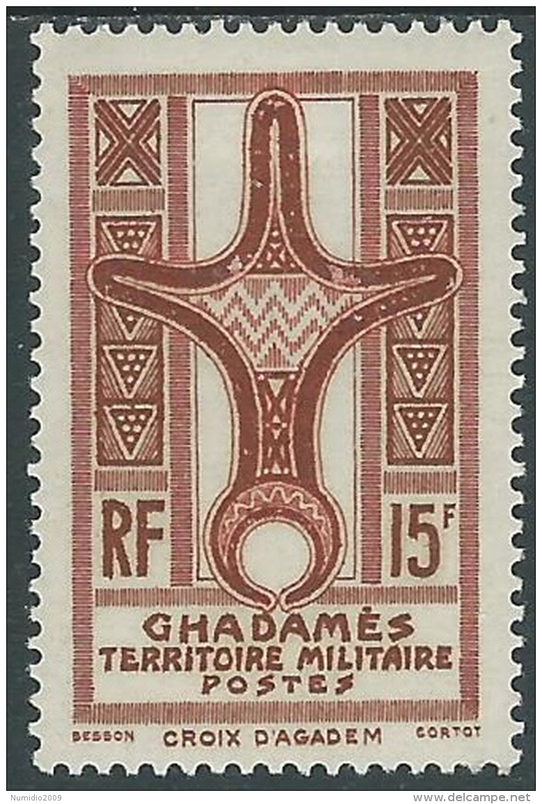 1949 OCCUPAZIONE TERRITORIO MILITARE GHADAMES 15 F MH * - I49-4 - Fezzan & Ghadames