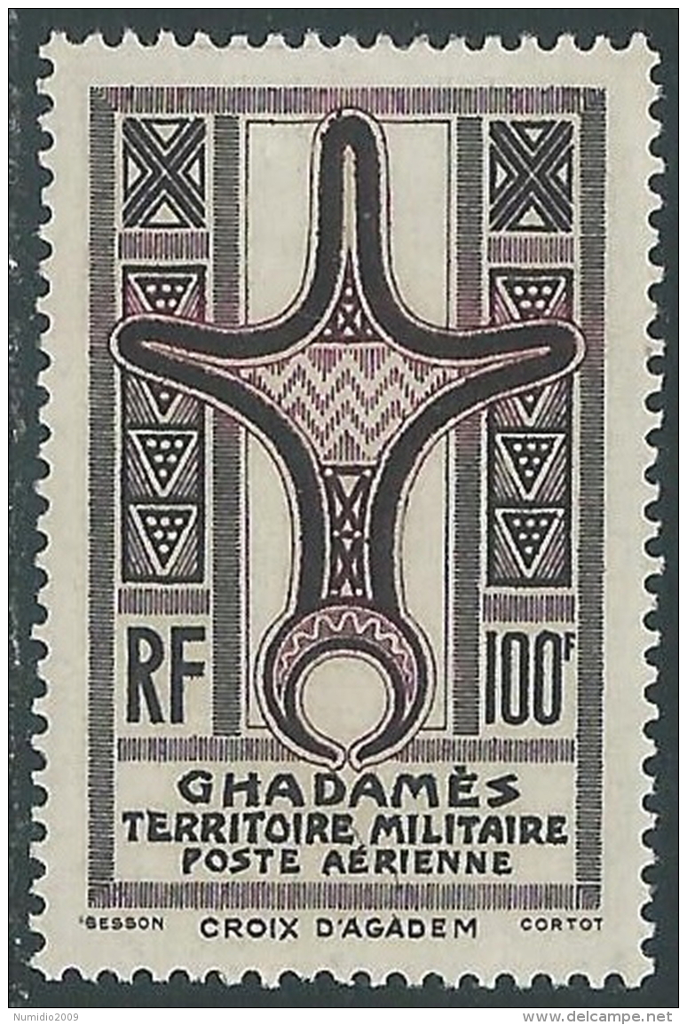 1949 OCCUPAZIONE TERRITORIO MILITARE GHADAMES POSTA AEREA 100 F MH * - I49-4 - Fezzan & Ghadames