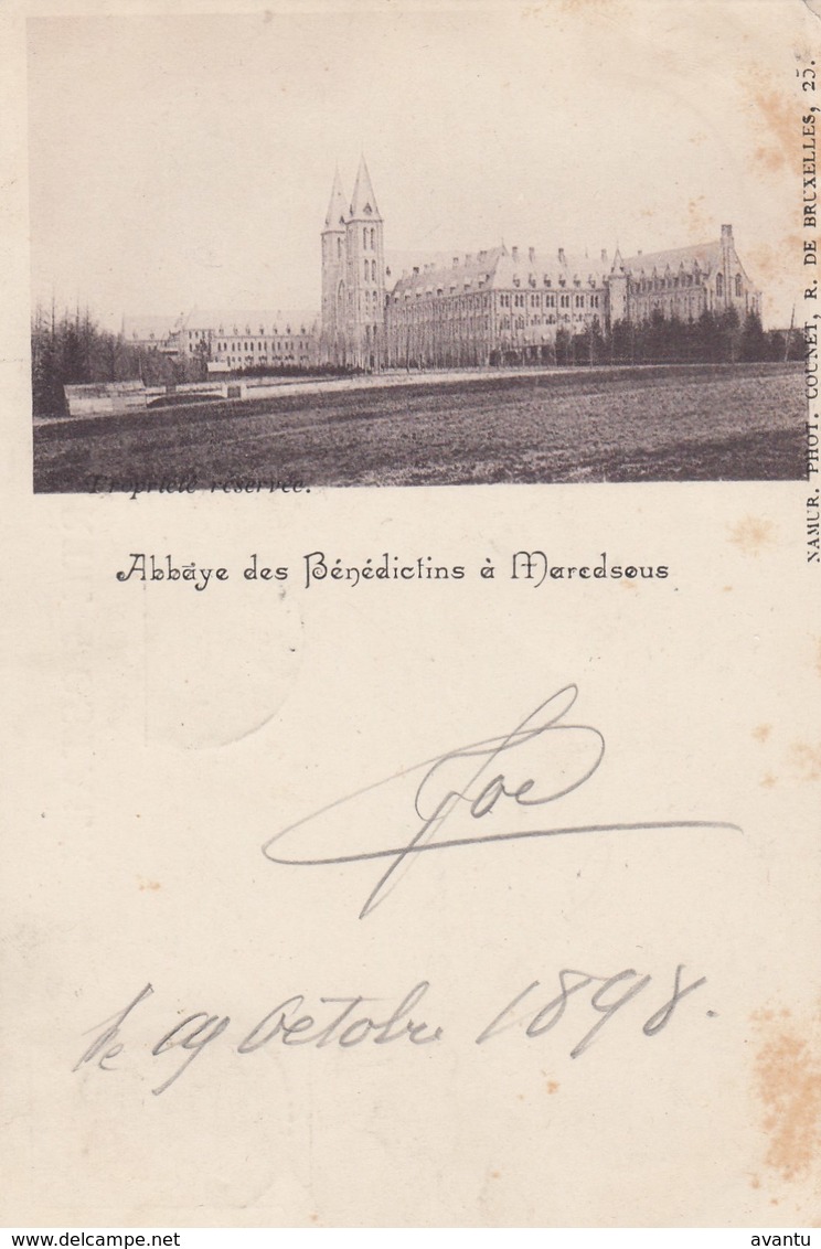 MAREDSOUS / ANHEE / L ABBAYE DE MAREDSOUS   1898  PRECURSEUR - Yvoir