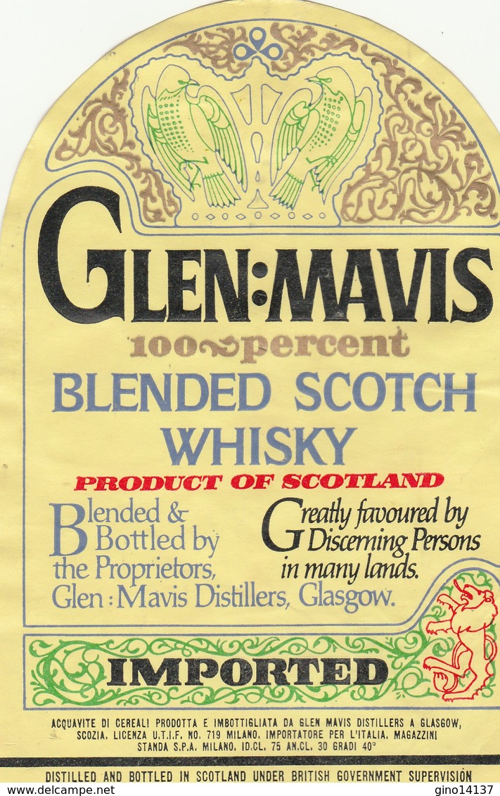 Etichetta Originale GLEN:MAVIS - Scotch Whisky Product Of Scotland - Standa - Whisky