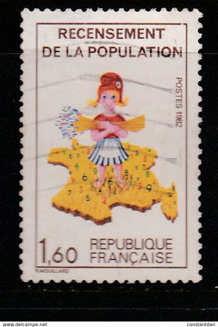 FRANCE N° 2202 1.60 MULTICOLORE RECENSSEMENT DE LA POPULATION  SANS LE 7 DANS LA CORSEE OBL - Used Stamps