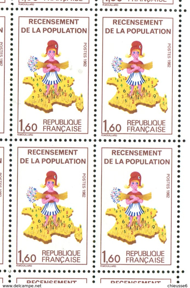 France **  Feuille N°  2202 -  Recensement Sans Le 7 Sur La Corse - Case - 29 Et 39 + La Variété Grain De Beaute Sur La - Neufs