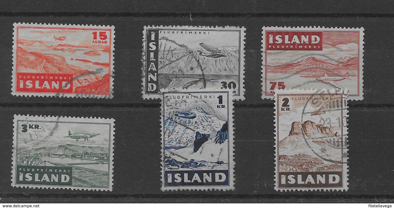 Serie De Islandia Nº Yvert A-21/26 O - Poste Aérienne