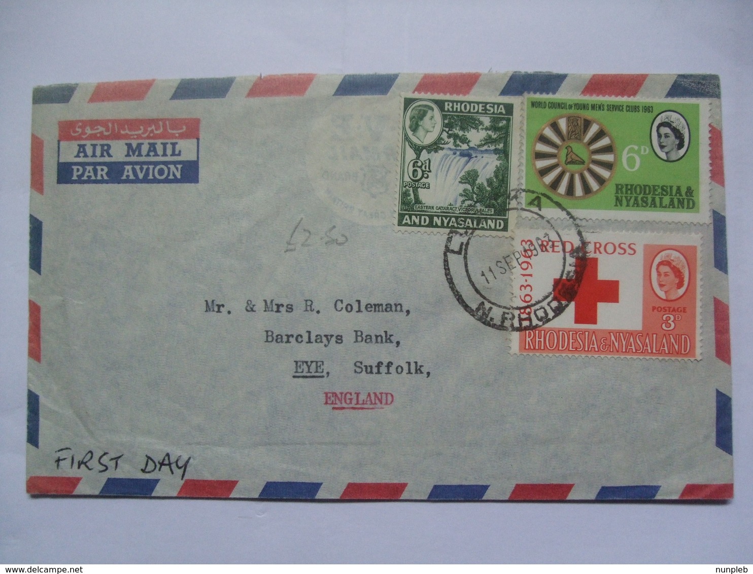 RHODESIA & NYASALAND 1963 Air Mail Cover Lusaka N. Rhodesia To Suffolk England - Rhodesien & Nyasaland (1954-1963)