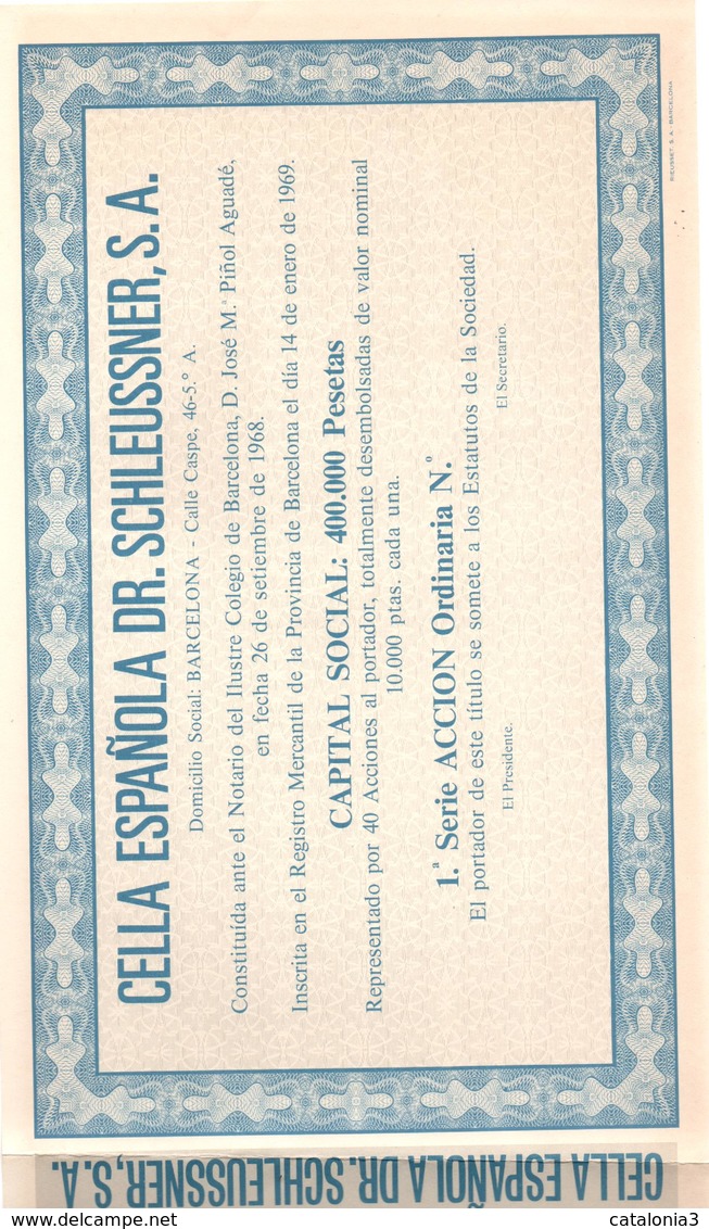 ACCION ANTIGUA - ACTION ANTIQUE = CELLA ESPAÑOLA DR SCHLEUSSNER SA - Otros & Sin Clasificación