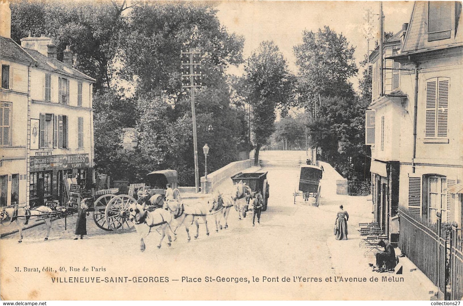 94-VILLEUVE-SAINT-GEORGES- PLACE ST-GEORGES LE PONT DE L'YERRES ET L'AVENUE DE MELUN - Villeneuve Saint Georges