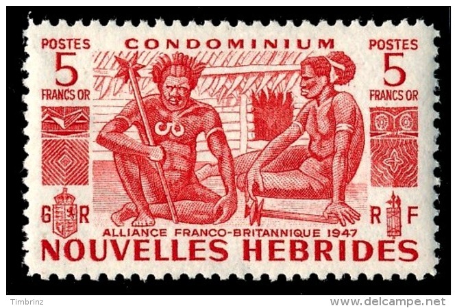 NOUVELLES HEBRIDES 1953 - Yv. 154 **   Cote= 56,10 EUR - Indigènes 5f  ..Réf.AFA22983 - Unused Stamps