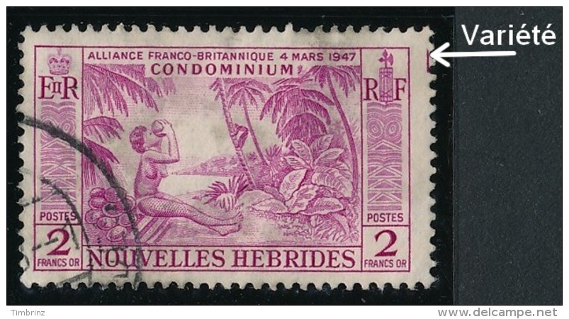 NOUVELLES HEBRIDES 1957 - Yv. 184 Obl. Variété  Cote= 22,00 EUR - Noix De Coco 2f  ..Réf.AFA22992 - Neufs