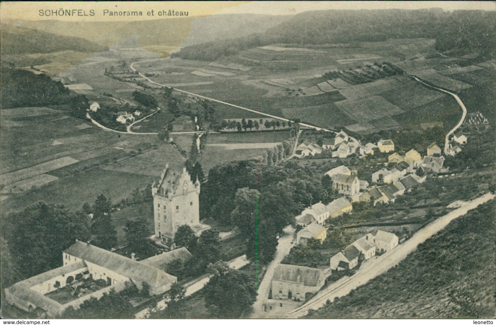 AK Schönfels, Panorama Et Château, Ca. 1910er Jahre, Oberer Rand Wellig, Eckknick, Fleckig (29564) - Sonstige & Ohne Zuordnung