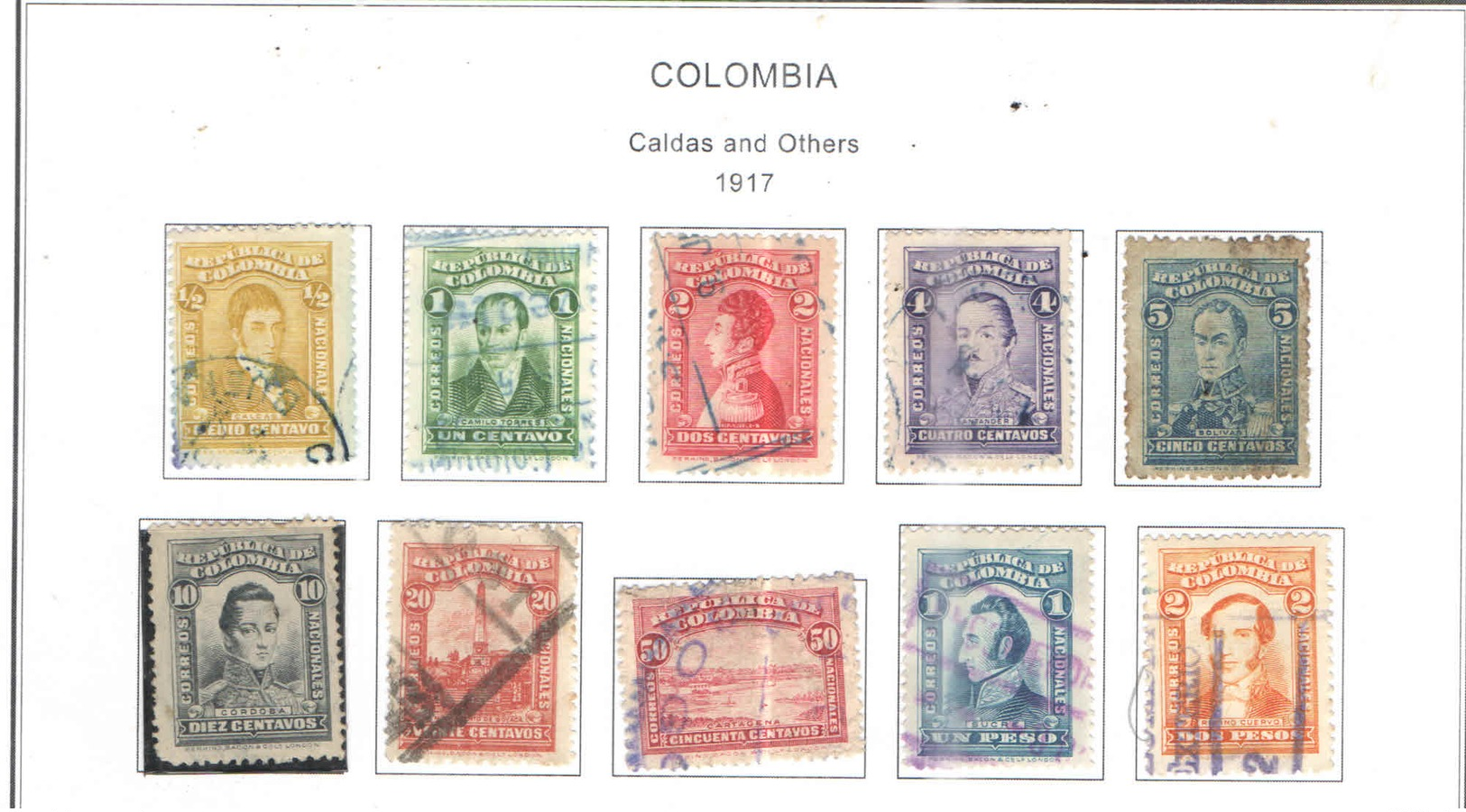 Colombia PO 1917 Caldas E + Scott.339/348 See Scan On Scott.Page - Colombia