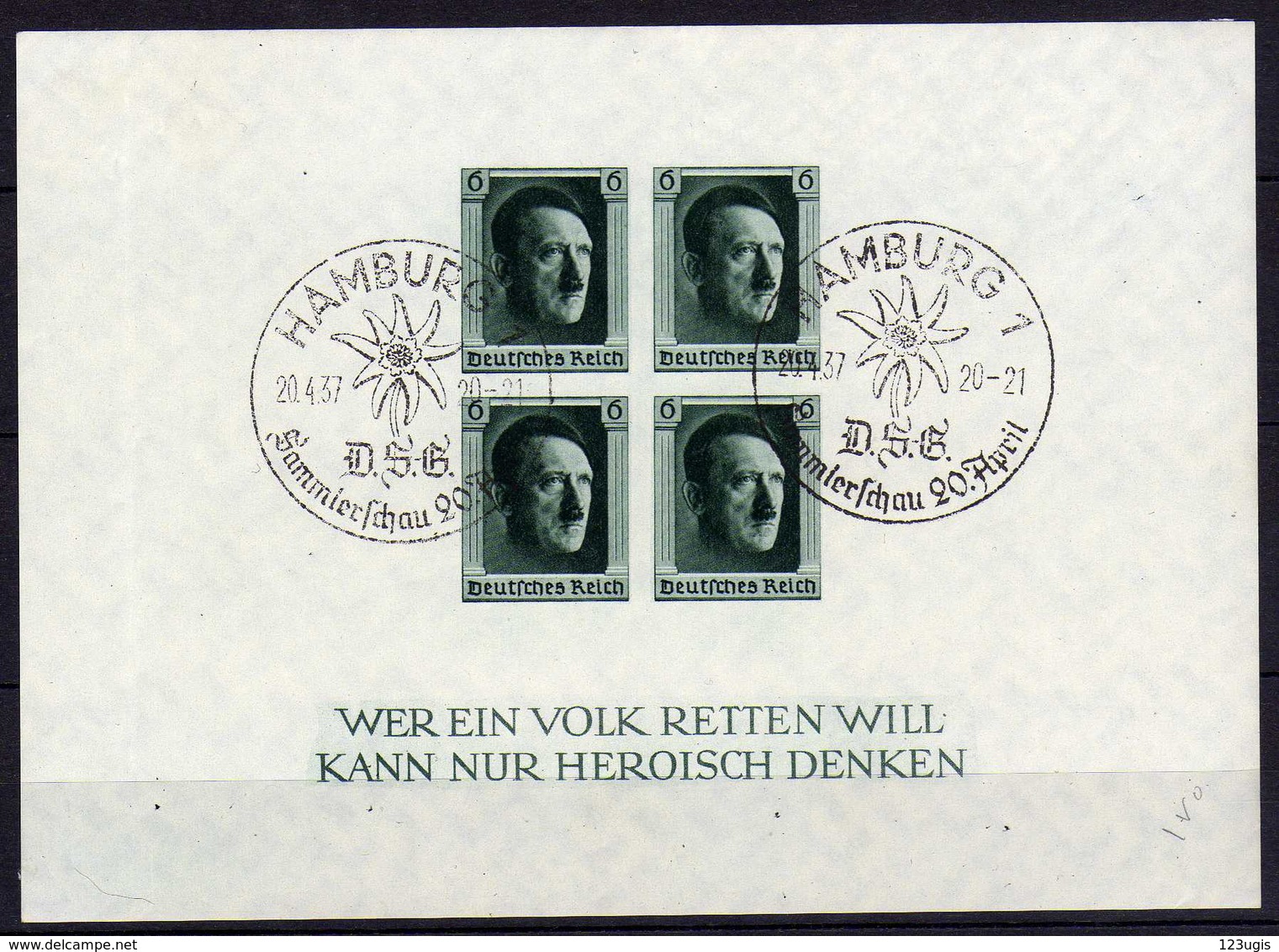 Deutsches Reich, 1937, Mi Block 8 Mit SST (Sonderstempel) [030514L] @ - Blocks & Kleinbögen