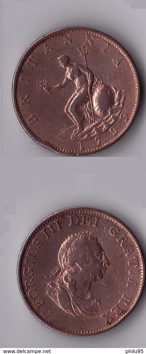 Pièce Grande Bretagne 1/2 Penny, George 3, 1799 - B. 1/2 Penny