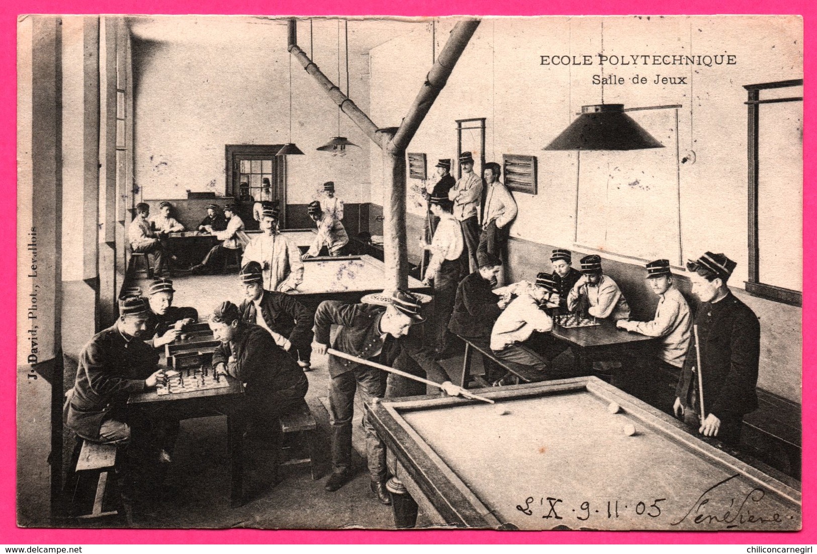 Ecole Polytechnique - Salle De Jeux - Militaire - Billard - Echecs - Chess - Animée - J.DAVID - 1905 - Autres & Non Classés