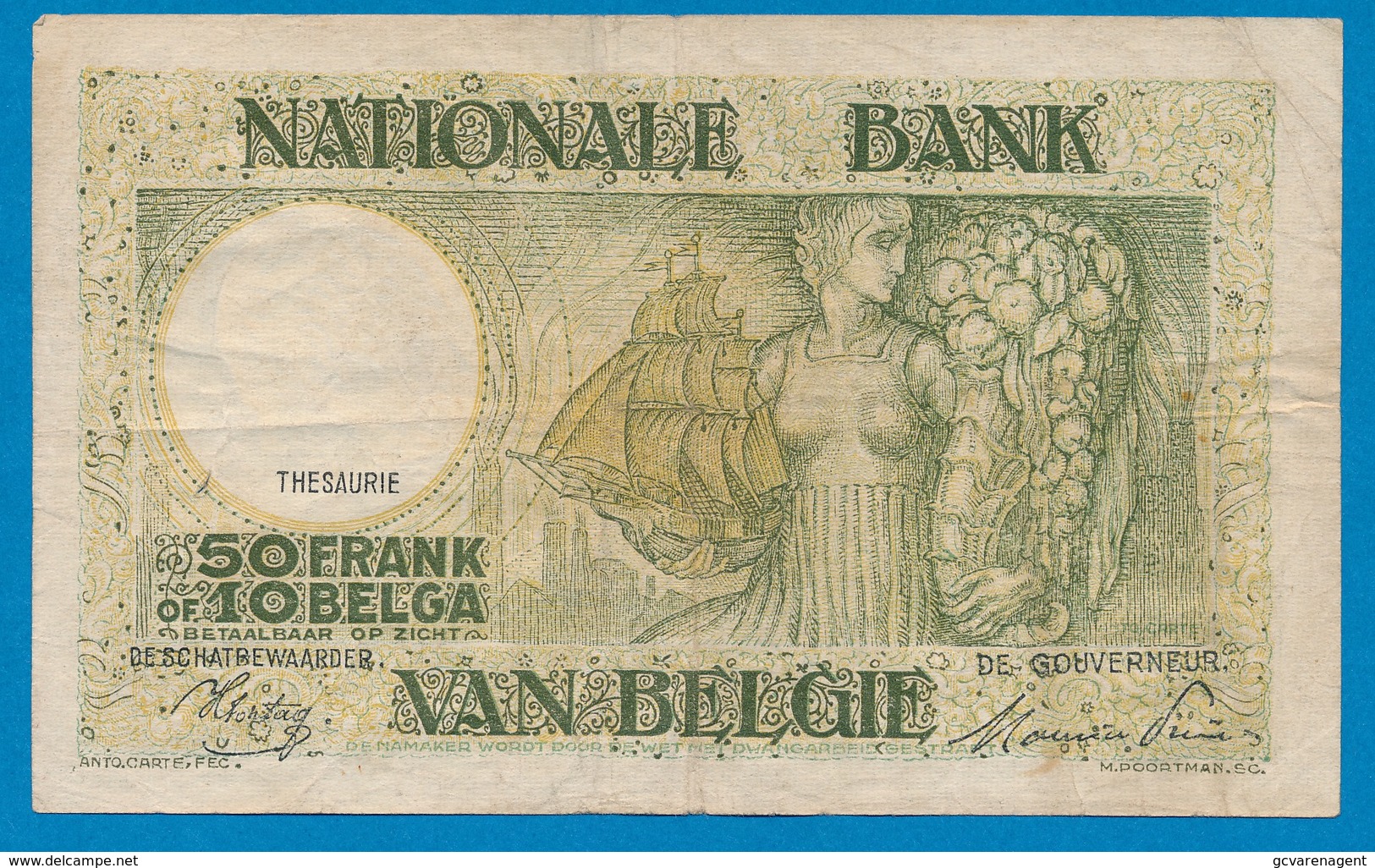 BELGIE - 50 FRANK OF 10 BELGA - 26-01-1946  GOEDE STAAT - 2 SCANS - 50 Francs-10 Belgas