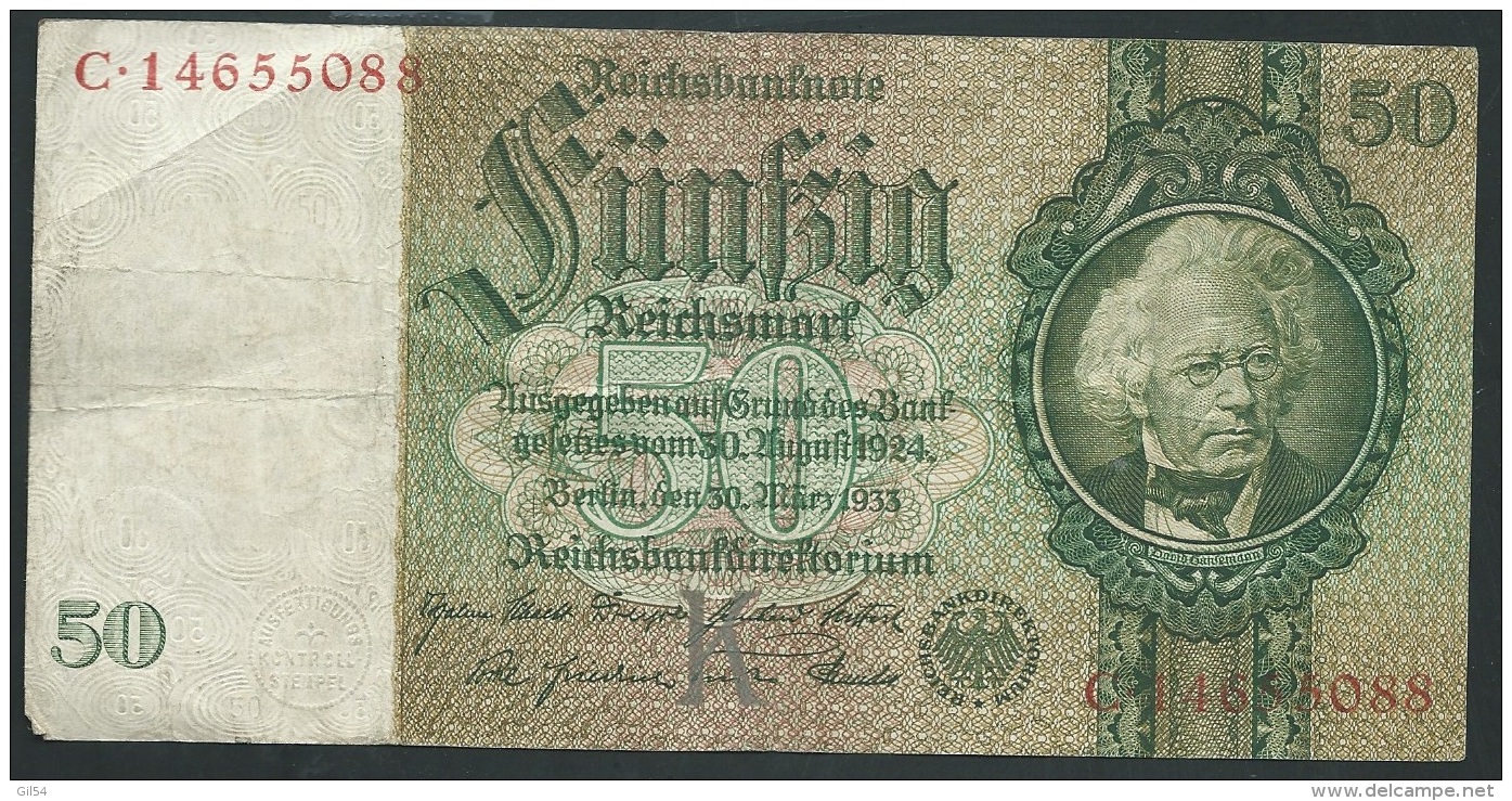 Bankntes,Banknote, Germany,50 Mark,Reichsmark,1933 Year C.14655088  - LAURA 4102 - 50 Reichsmark