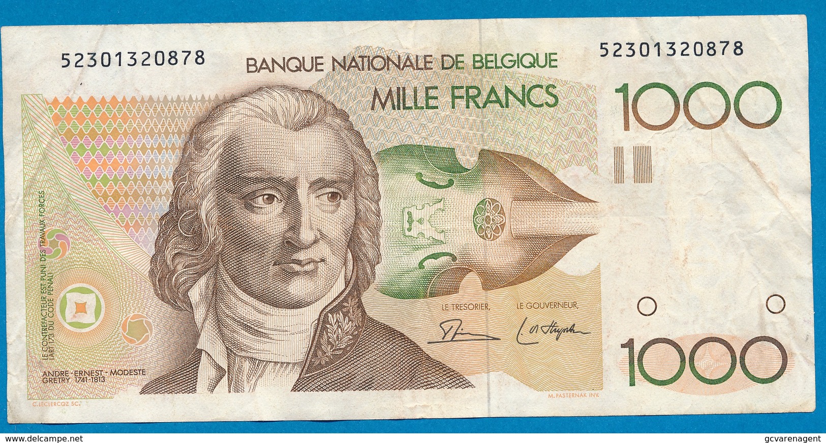 BELGIE - 1000 FRANK GRETY  - 2 SCANS - GOEDE STAAT - 1000 Francs