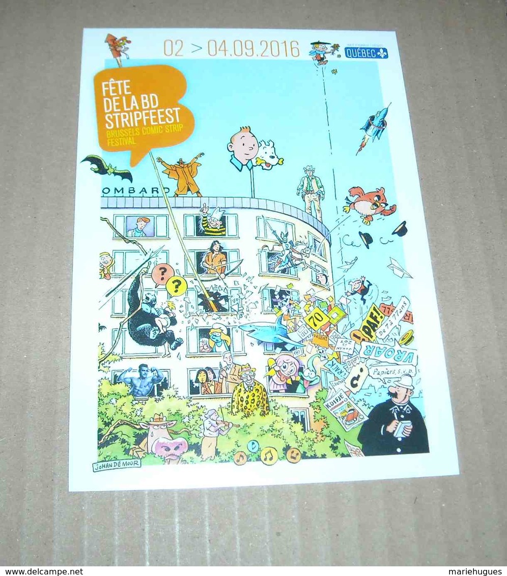 CARTE POSTALE TINTIN FETE DE LA BD JOHAN DE MOOR - Bandes Dessinées