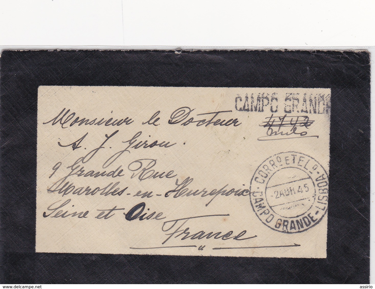 Portugal- Carta Circulada De Lisboa ( Campo Grande) Para França -1945 - Poststempel (Marcophilie)