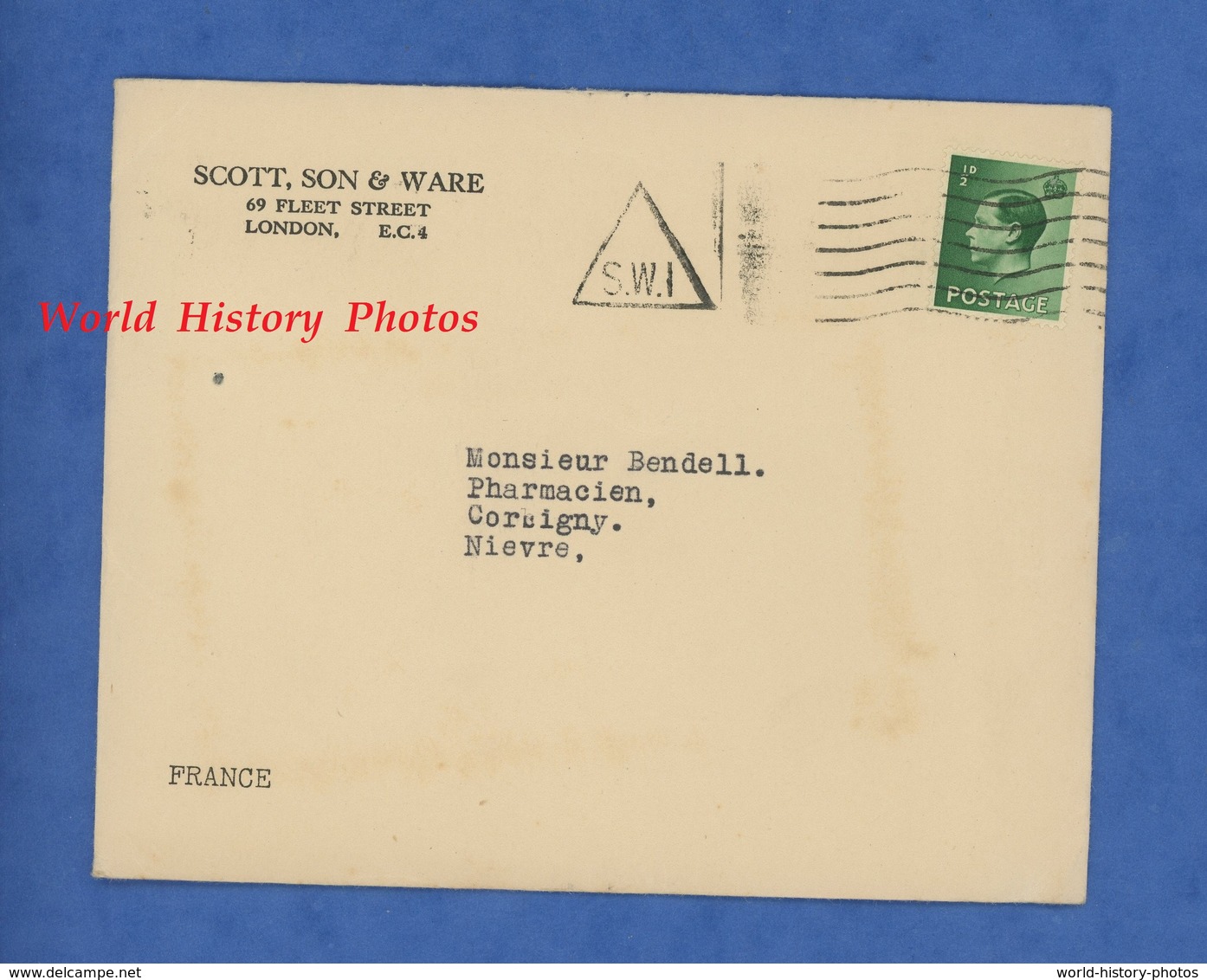 Enveloppe Ancienne - LONDON - Scott , Son & Ware - 69 Fleet Street , E.C. 4 - Cachet S.W.I - Marcophilie