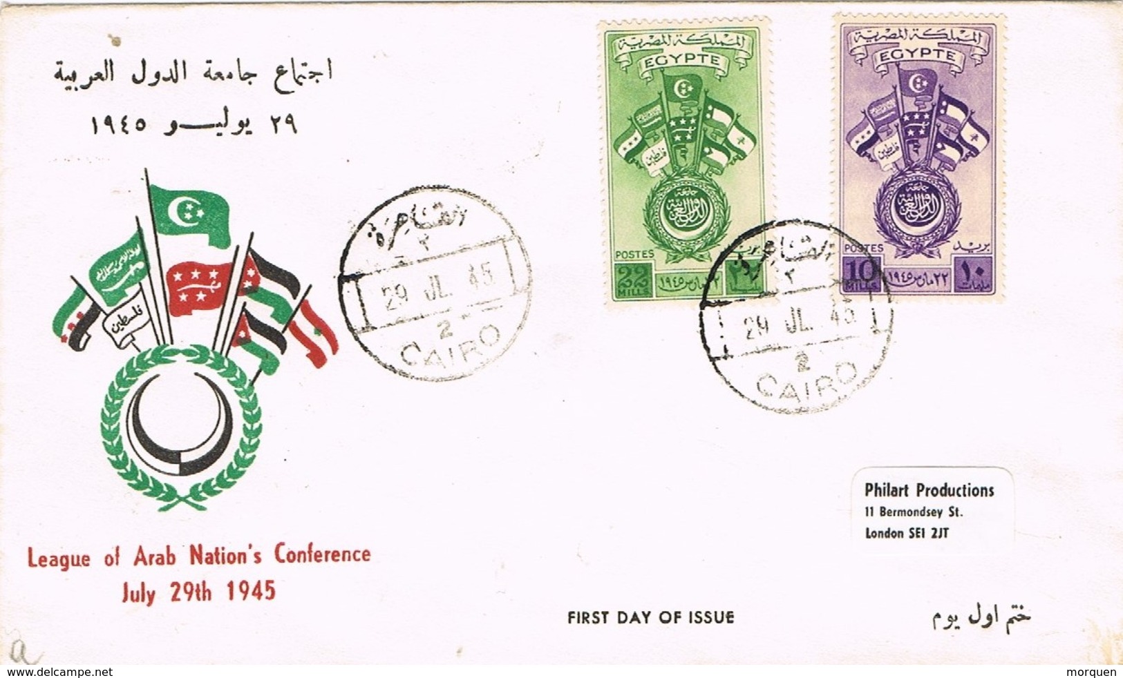 27890. Carta CAIRO (Egypt) 1945. Flags, Banderas - Cartas & Documentos