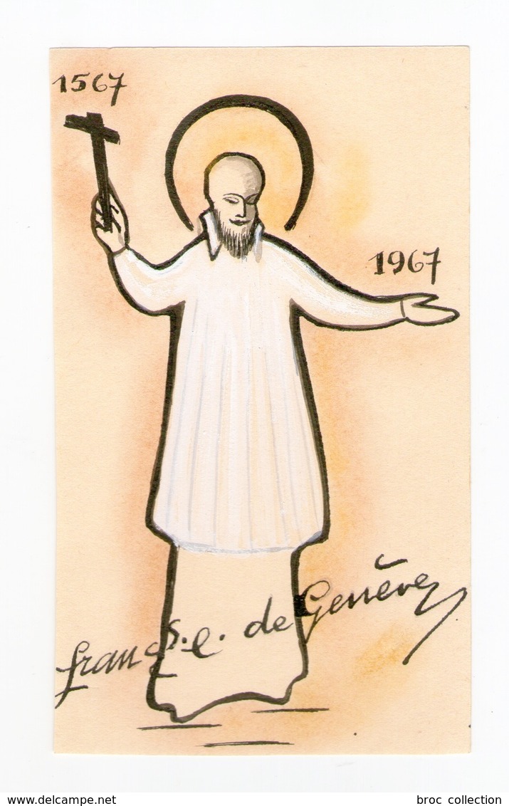 Saint François De Sales, Genève, 4e Centenaire, Image Pieuse Peinte Main - Santini