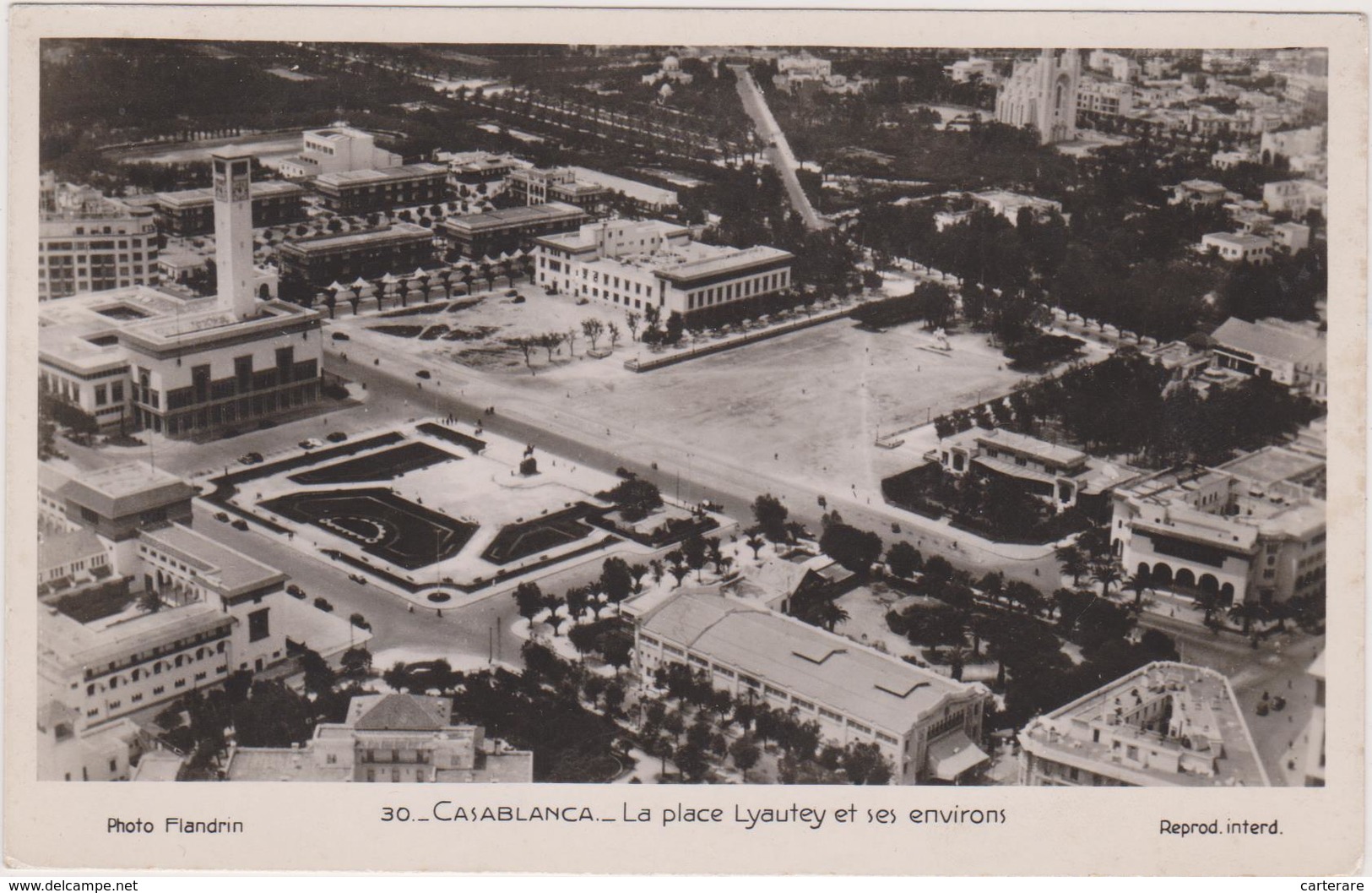 AFRIQUE,AFRICA,AFRIKA,MAR OC,MOROCCO,CASABLANCA En 1945,PLACE LYAUTEY,PHOTO FLANDRIN,VUE PRISE D'UN AVION - Casablanca