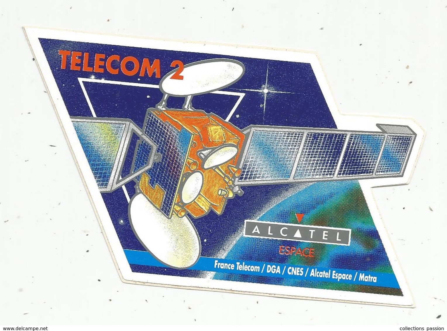 Autocollant, 14.5 X 9 , ALCATEL ESPACE , TELECOM 2 - Stickers