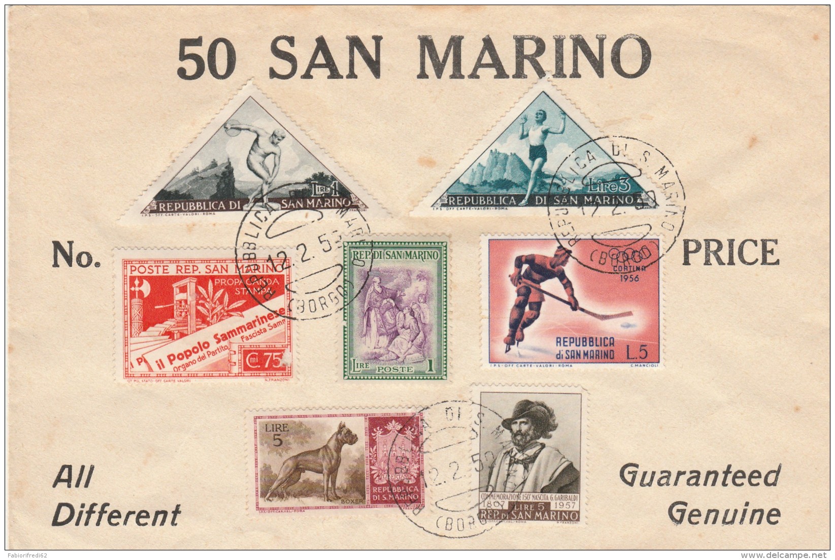 CARTONCINO PLURIAFFRANCATO SANMARINO 1959 (GX182 - Storia Postale