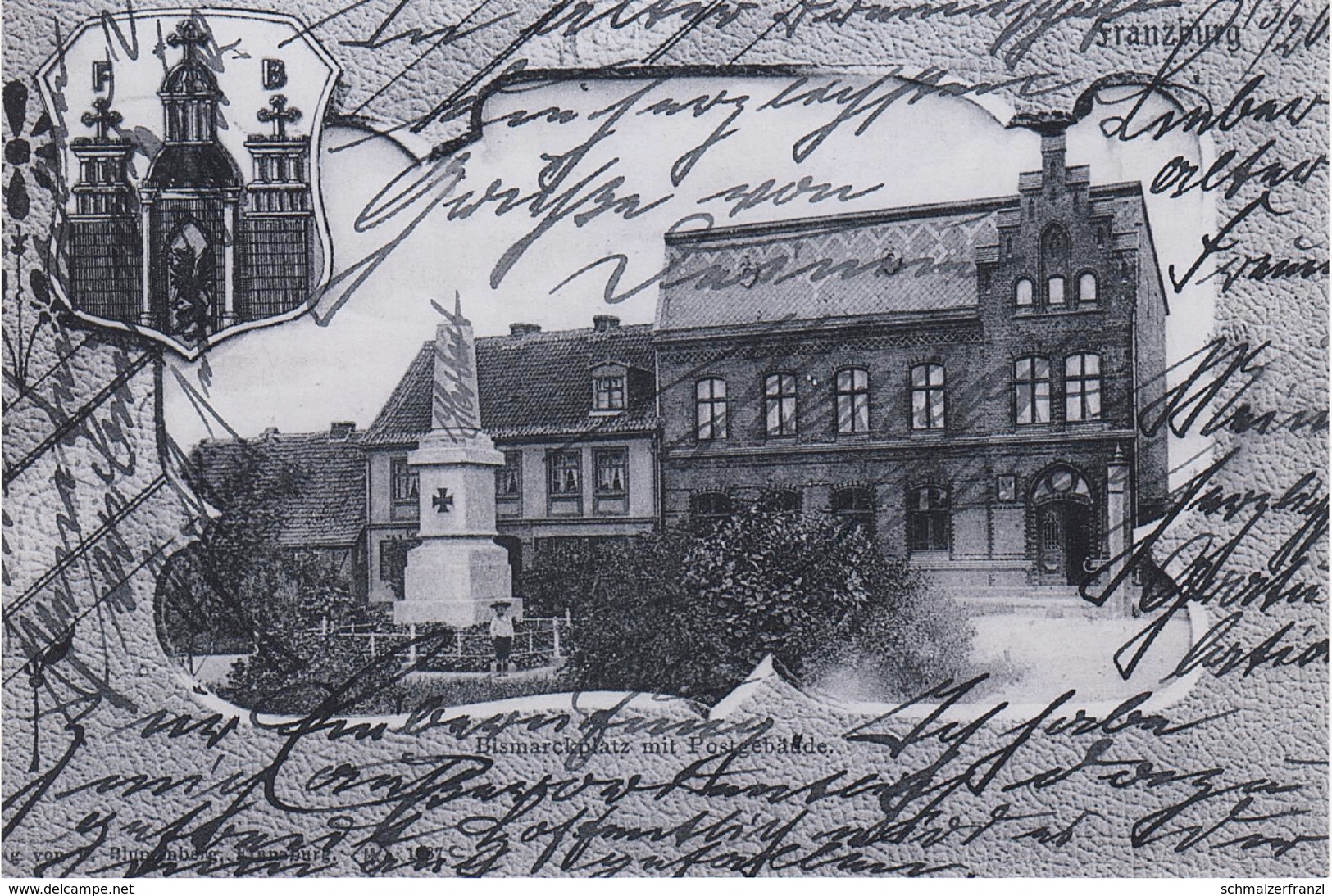 REPRO Foto AK Franzburg Bismarckplatz Postgebäude Post A Richtenberg Drechow Tribsees Grimmen Velgast Abtshagen Neudruck - Andere & Zonder Classificatie