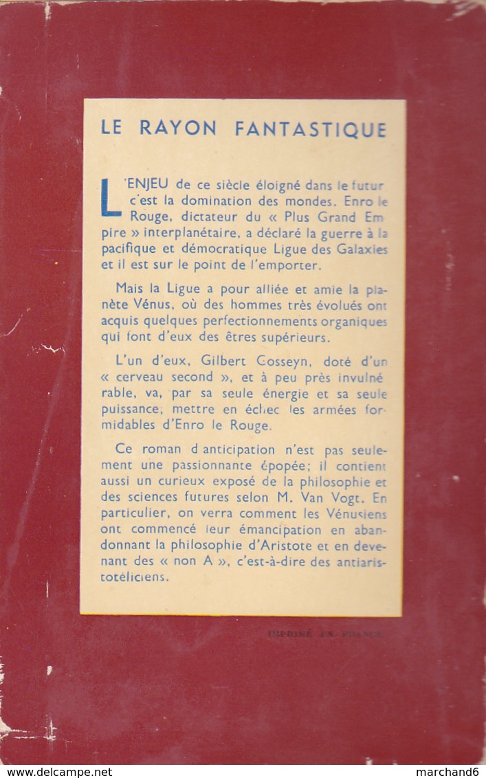 Science Fiction Le Rayon Fantastique Les Aventures De A N°49 A E Van Vogt Traduction Boris Vian 1957 - Le Rayon Fantastique