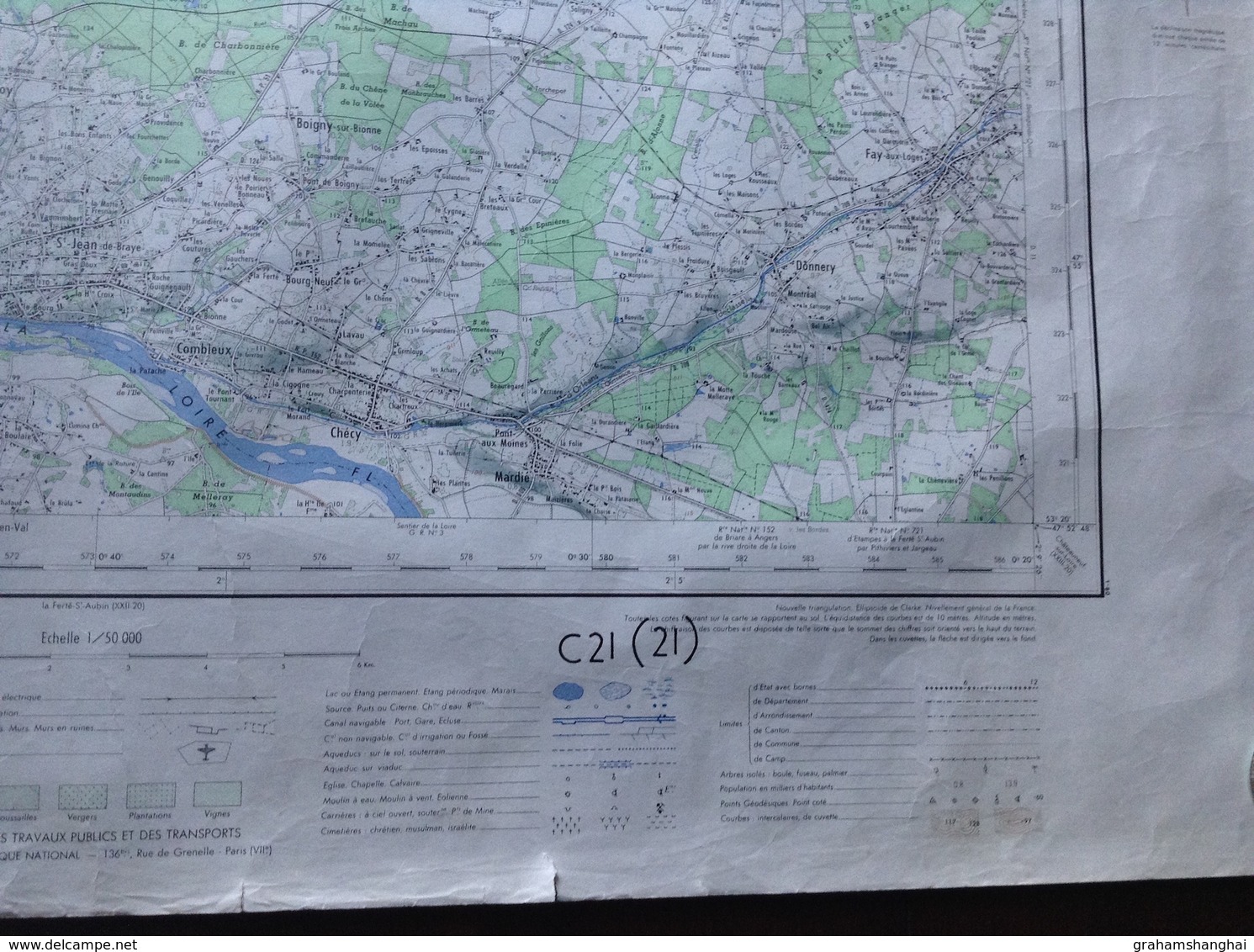 Map Sheet Feuille De Carte France Orleans City & Surrounding Area To North & East 1:50,000 Scale 1957 - Geographical Maps