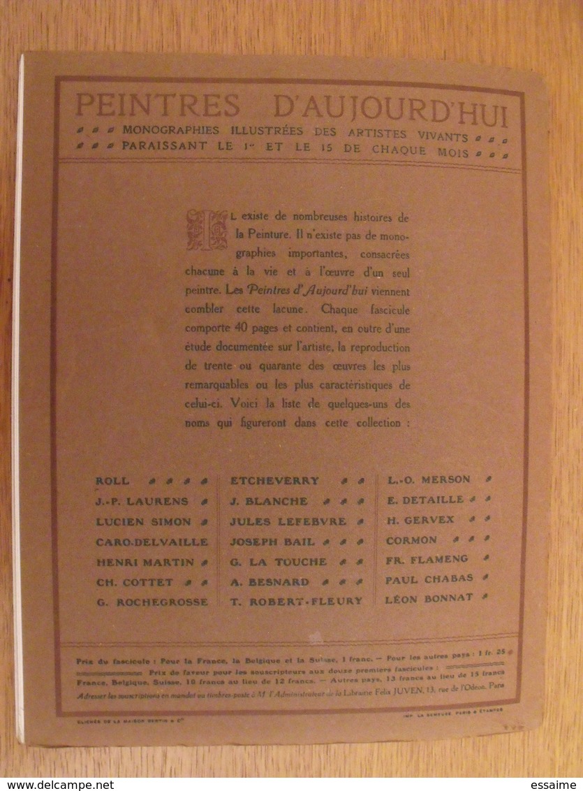 Denis-Hubert Etcheverry. Félix Juven 1910. peintres d'aujourd'hui n° 8. vie, oeuvre, nombreuses reproductions peintures.