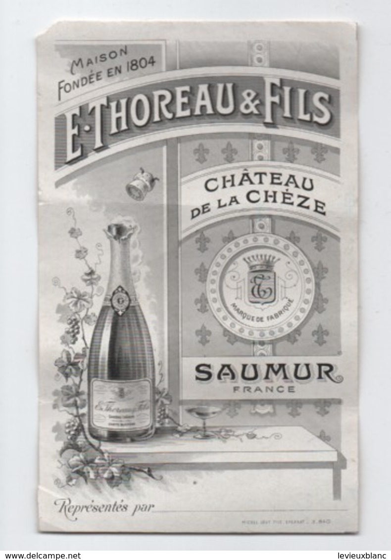 Oenologie/Alcools/Tirage D'essai D'époque De Carte Commerciale/THOREAU & Fils/Château De La Chèze/SAUMUR/ Vers1880  OEN6 - Alcohols