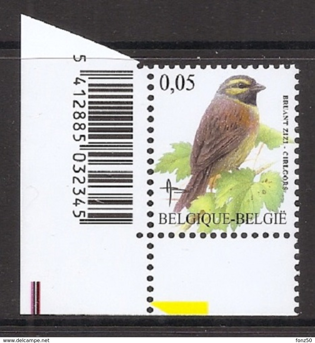 BELGIE * Buzin * Nr 3379  Barcode * Postfris Xx * DOF WIT  PAPIER - 1985-.. Oiseaux (Buzin)