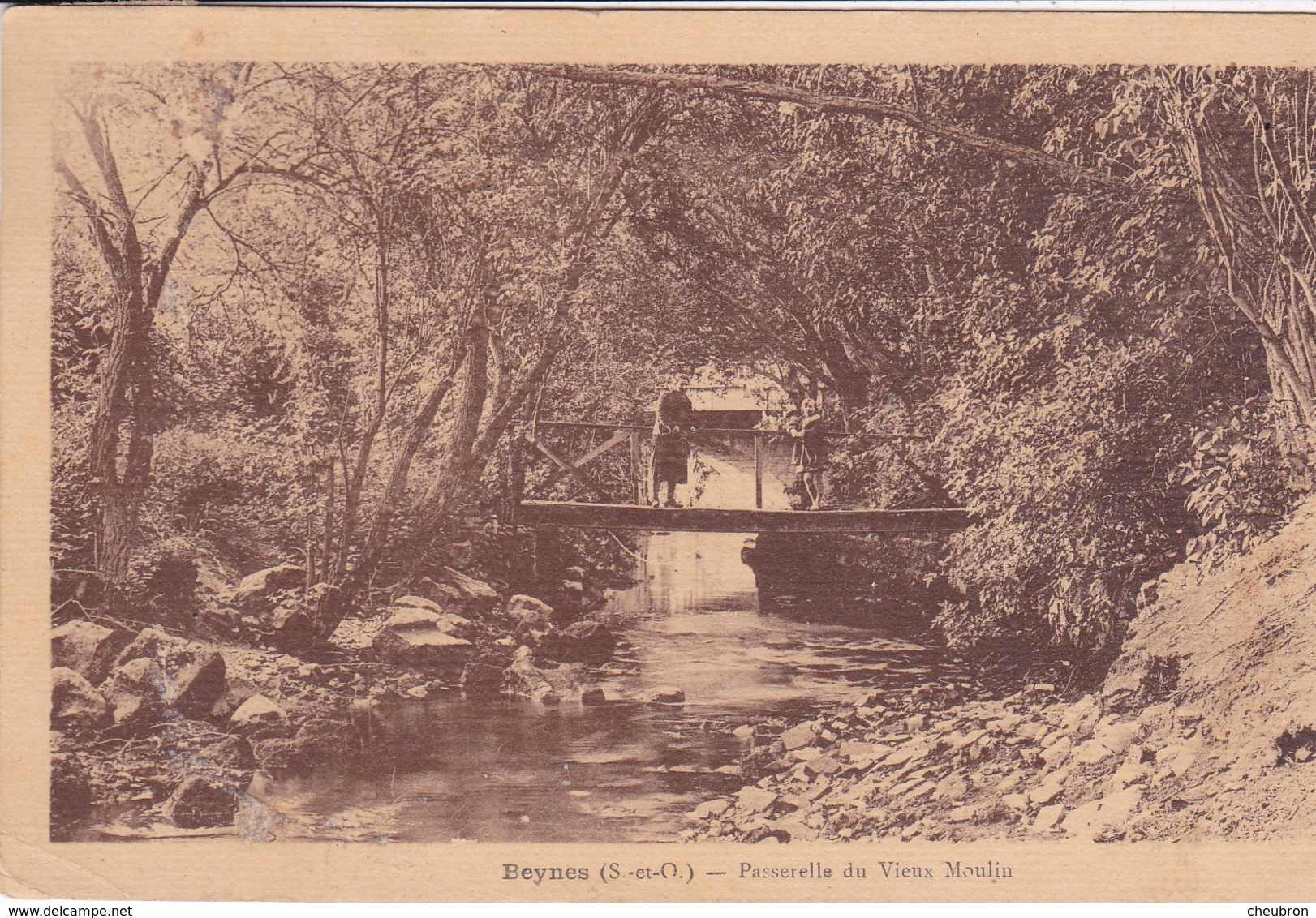 78. BEYNES. CPA SEPIA. PASSERELLE DU VIEUX MOULIN. ANNEE 1934 - Beynes