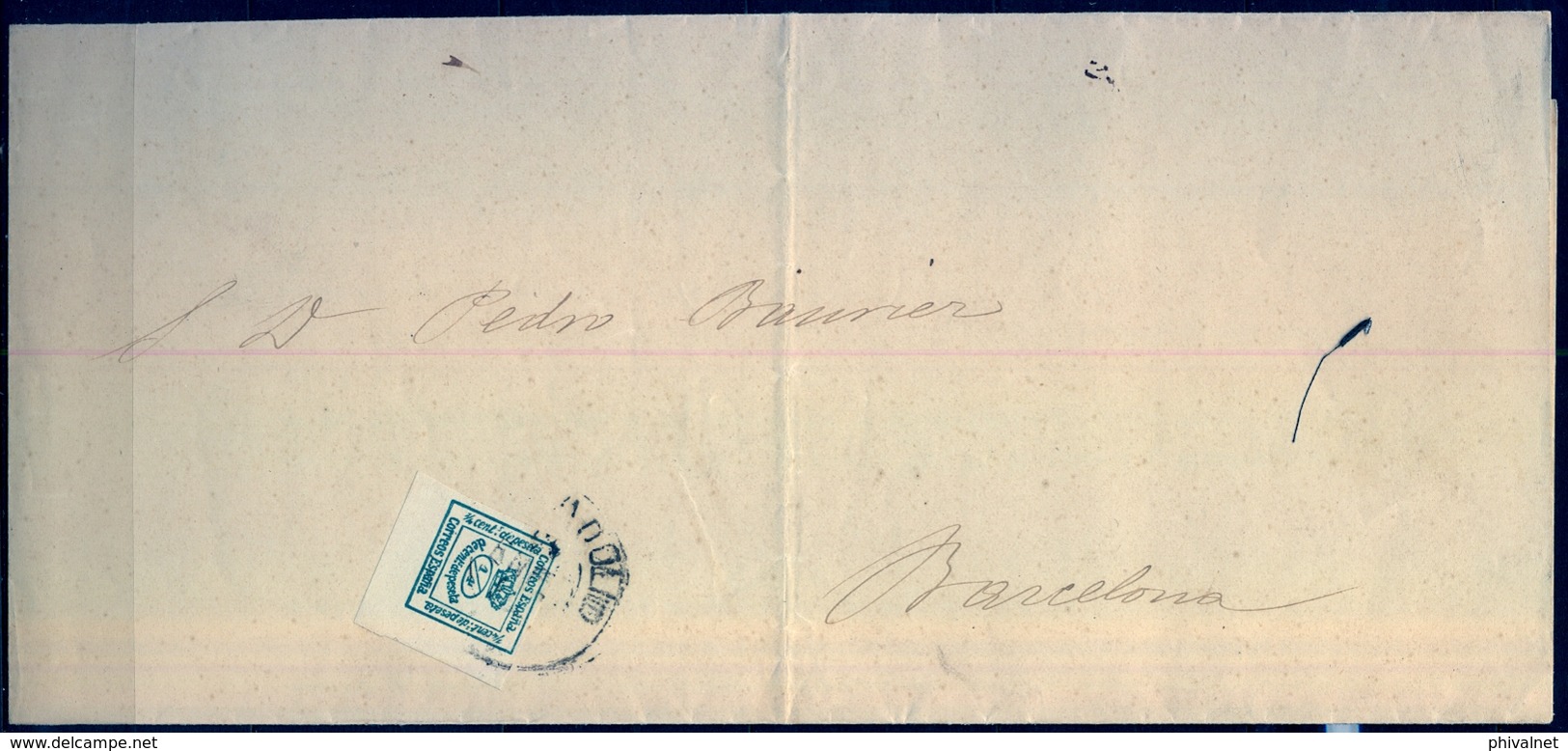 1885 , VALLADOLID - BARCELONA , CARTA CIRCULADA , FRANQUEO CUARTILLO , ED. 173 - Cartas & Documentos