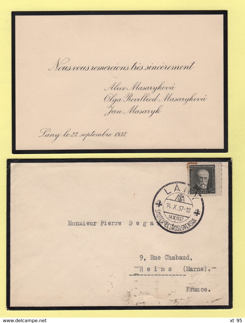 Lettre De Remerciement Pour Les Condoléances - 1937 - Lany - Covers & Documents