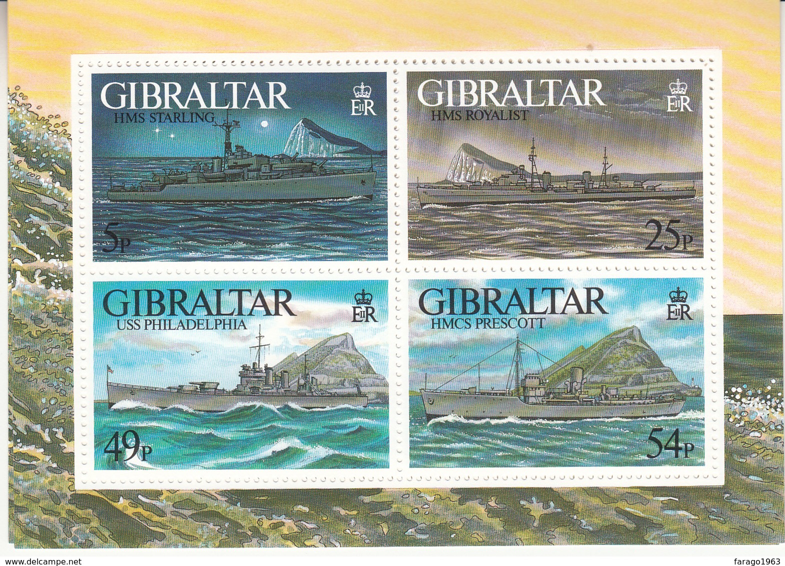 1996  Gibraltar  World War II Visiting Naval Ships Military Souvenir Sheet MNH - Gibilterra