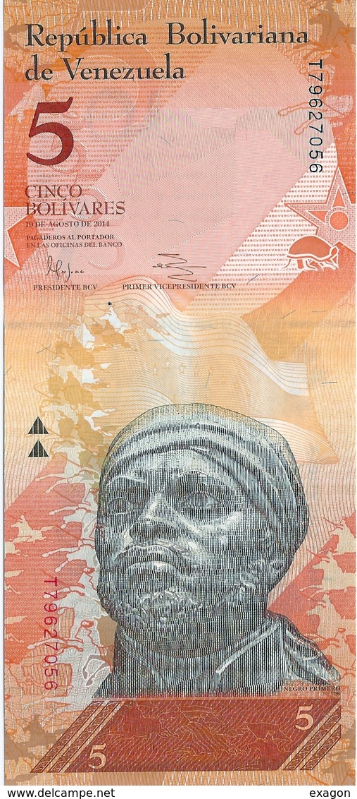 N. 1  Banconota  Del  VENEZUELA  Da 5  Bolivares  - Anno 2014. - Venezuela