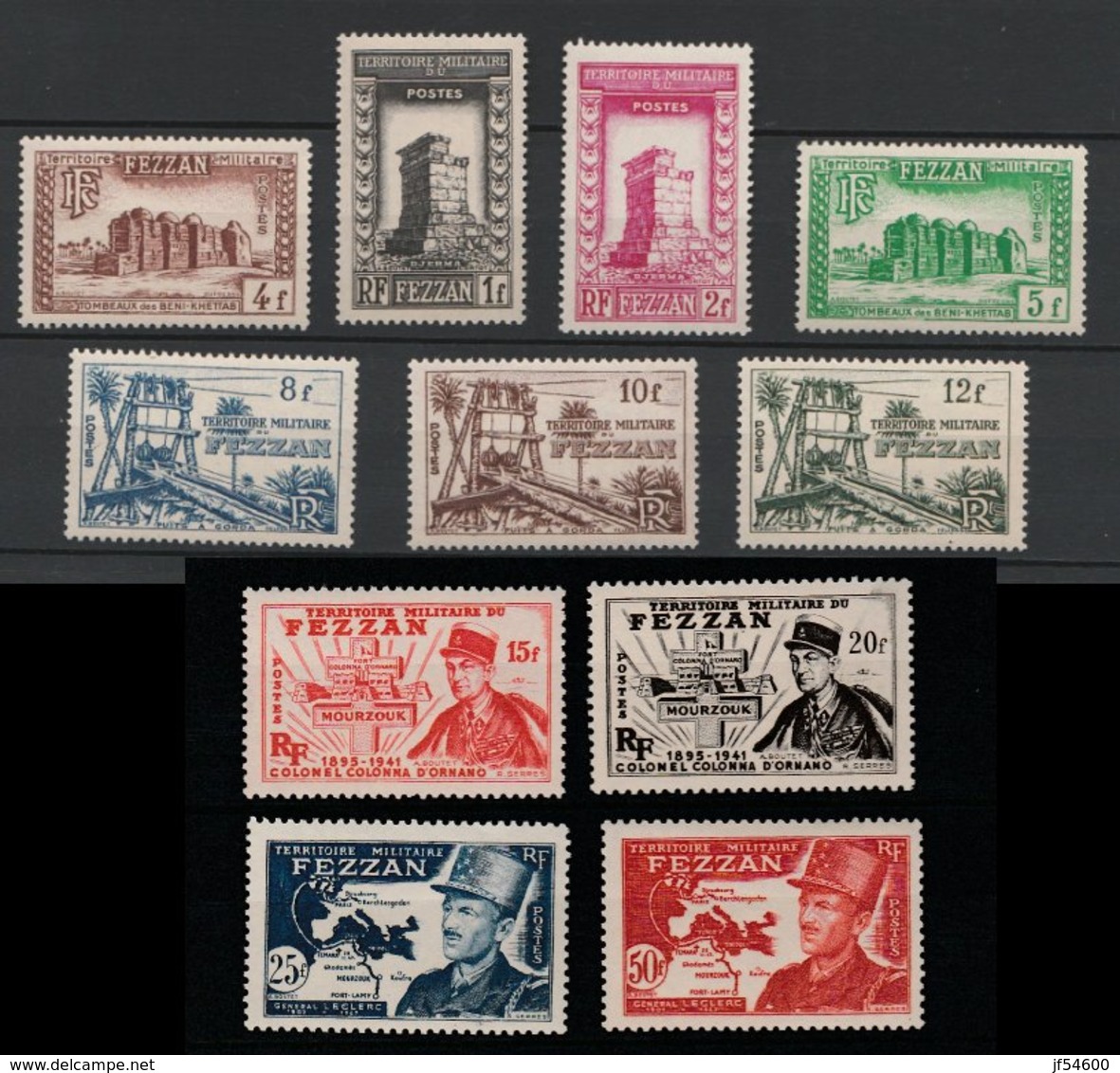 Fezzan No 43 à 53 *  (43,44,51 **) - Unused Stamps