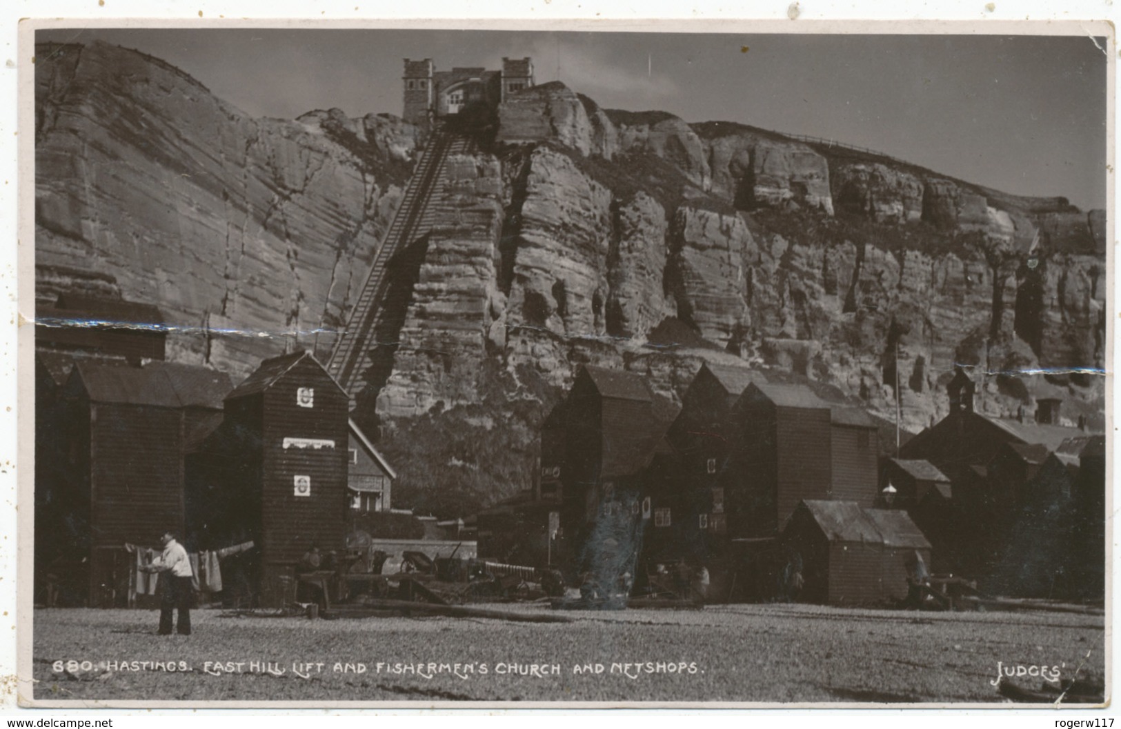 Hastings. East Hill Lift And Fishermen's Church And Netshops, 1913 Postcard - Surrey