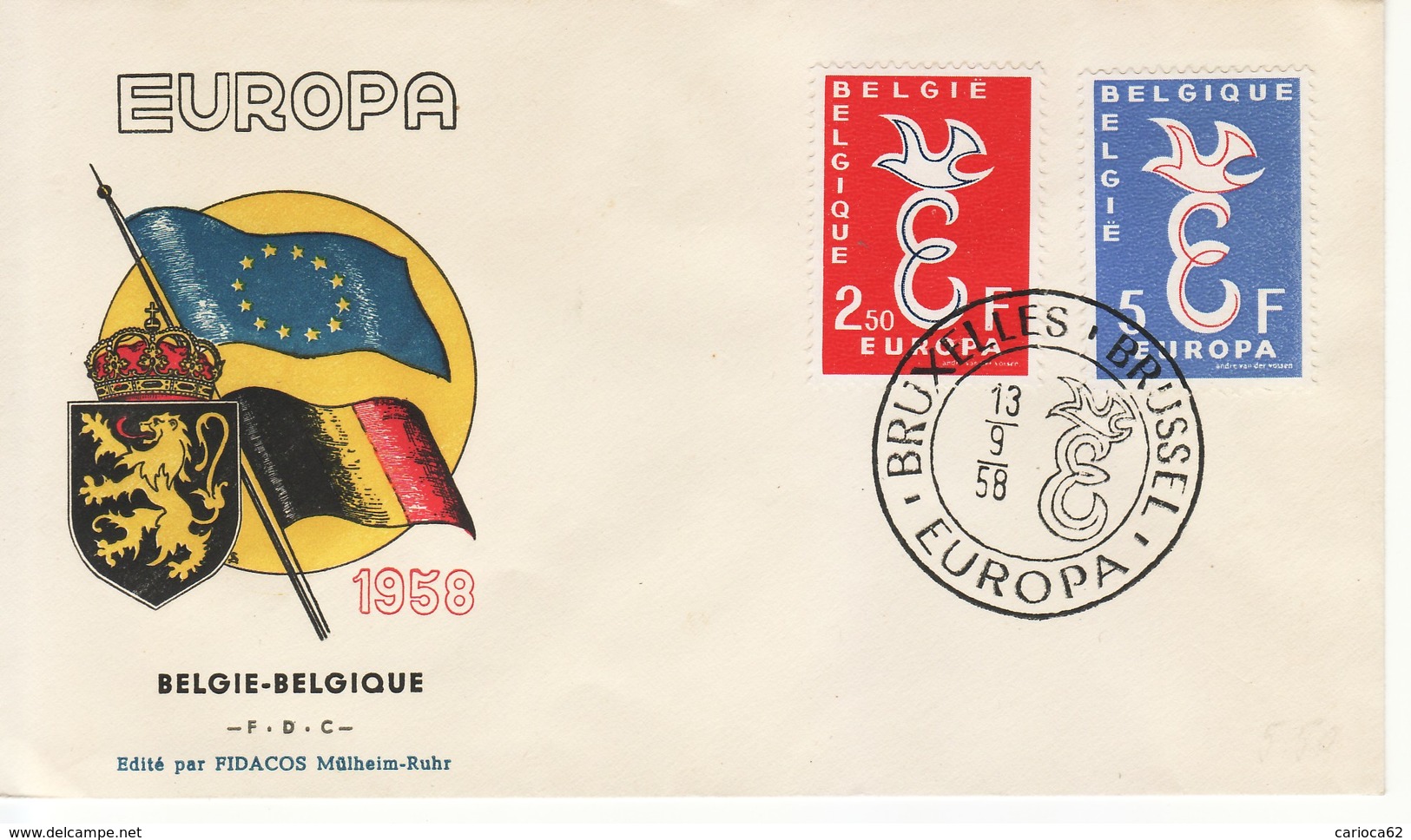 1958 - " BELGIO " FDC EUROPA CEPT VEDI++++ - 1958