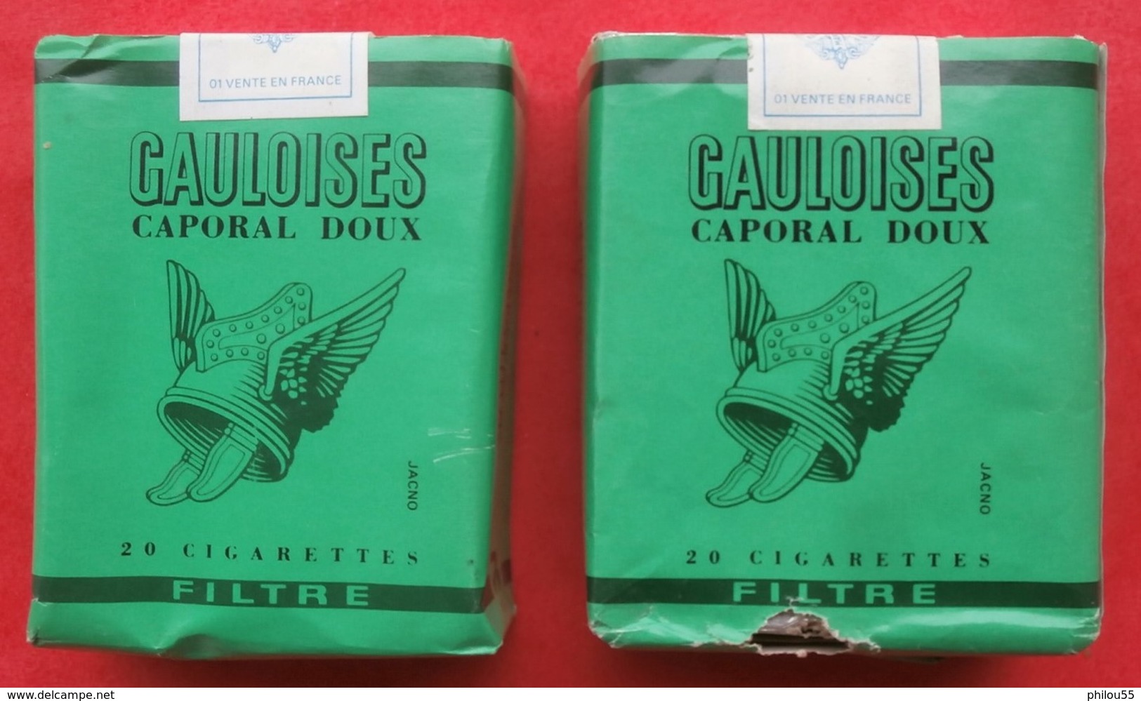 COLLECTION 2 Paquets De GAULOISES VERTES Filtre Caporal Doux JACNO - Autres & Non Classés