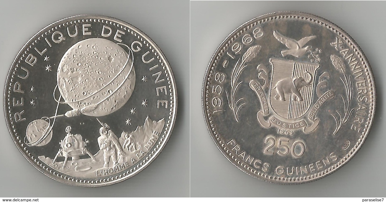 GUINEE   250   FRANCS 1969  ARGENT - Guinée