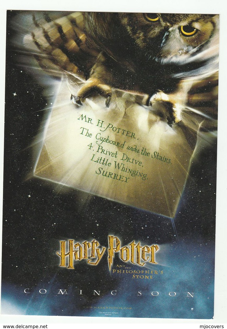 Promo Postcard HARRY POTTER AND PHILOSOPHERS STONE, COMING SOON Movie Cinema Film Owl Bird - Manifesti Su Carta