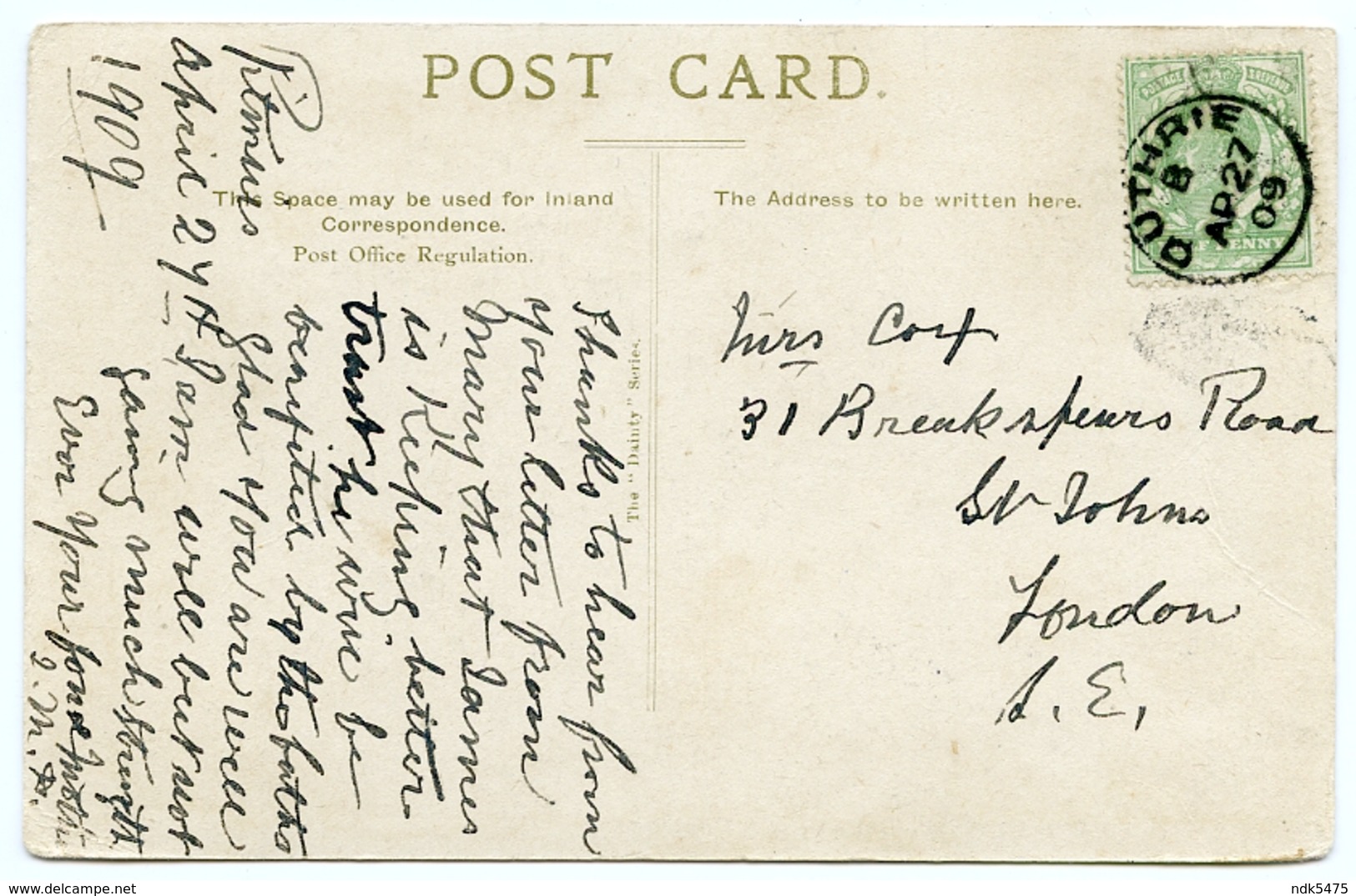 POSTMARK : GUTHRIE / PITMUIES / EDINBURGH - PRINCES STREET AND N.B. STATION HOTEL / LONDON, BREAKSPEARS ROAD - Angus