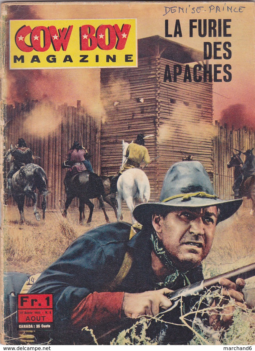 Cow Boy Magazine Film La Furie Des Apaches Avec Frank Latimore Liza Moreno  N°8 Aout 1965 - Cinéma / TV