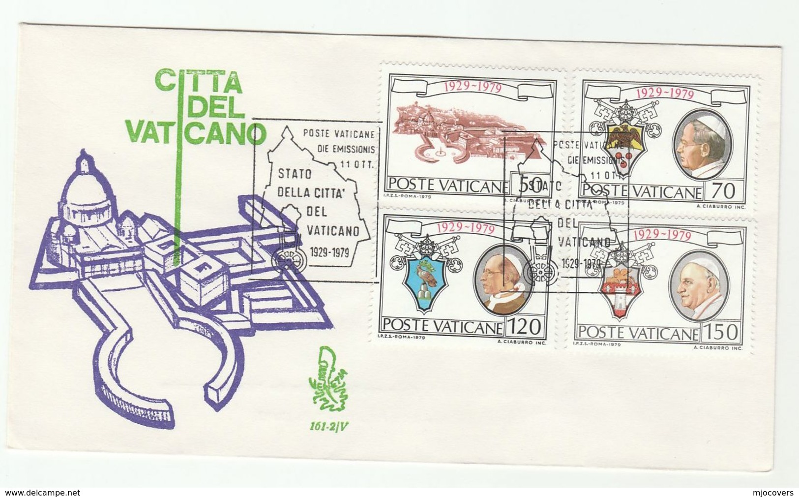 1979 VATICAN FDC Stamps Popes Emblems  Winged Lion Bird Stamps Cover Pope Religion - FDC