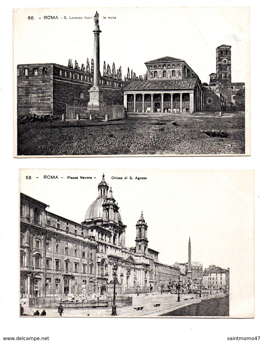 ITALIE . ROMA . " PIAZZA NAVONA " & " S. LORENZO FUORI LE MURA " . 2 CARTES POSTALES - Réf. N°8407 - - Collections & Lots