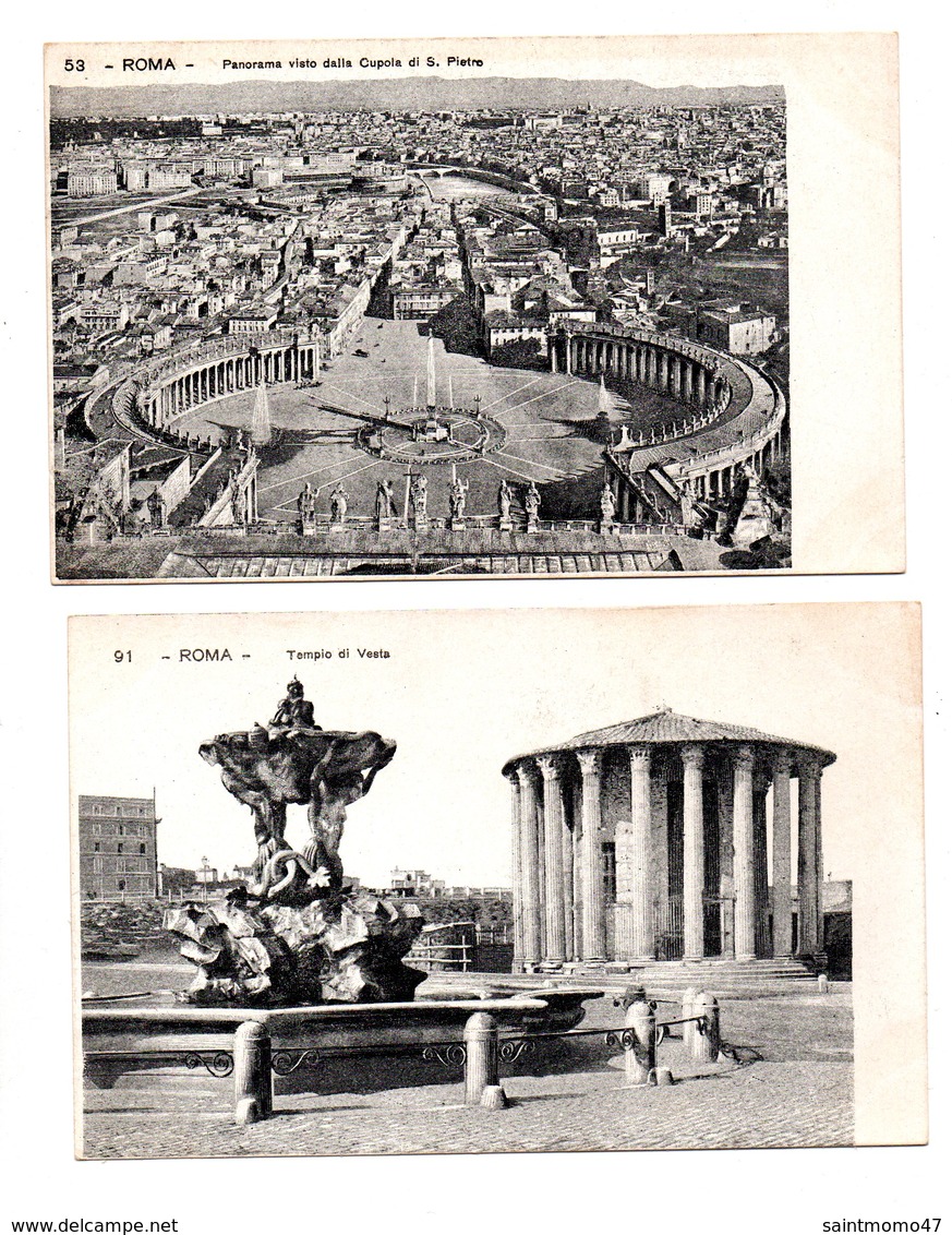 ITALIE . ROMA . " PANORAMA VISTO DALLA CUPOLA DI S. PIETRO " & " TEMPIO DI VESTA  " . 2 CARTES POSTALES - Réf. N°8410 - - Sammlungen & Lose